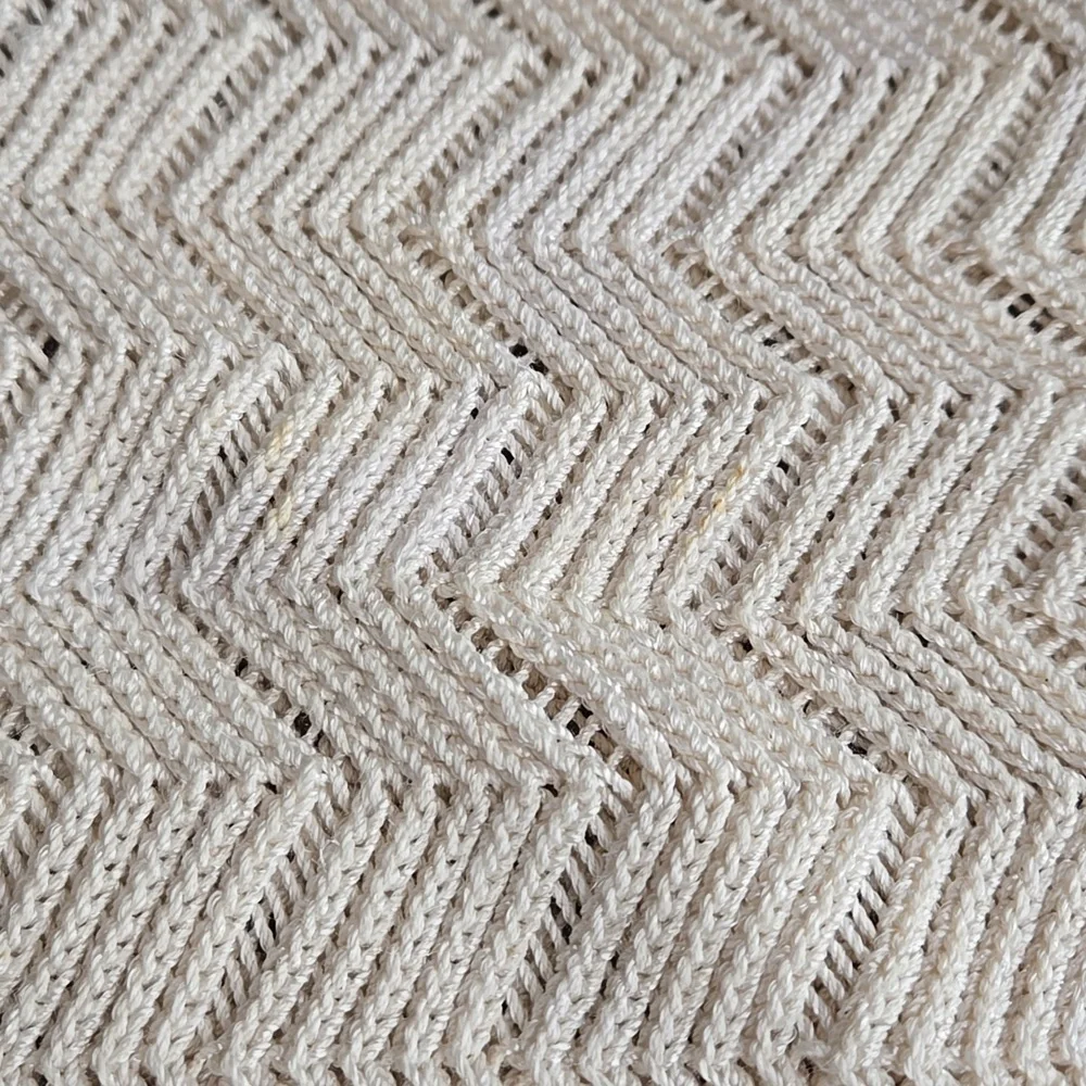 White House Black Market WHBM Open Weave Crochet Top Vest Stretch Beige Sz: L - Picture 4 of 9